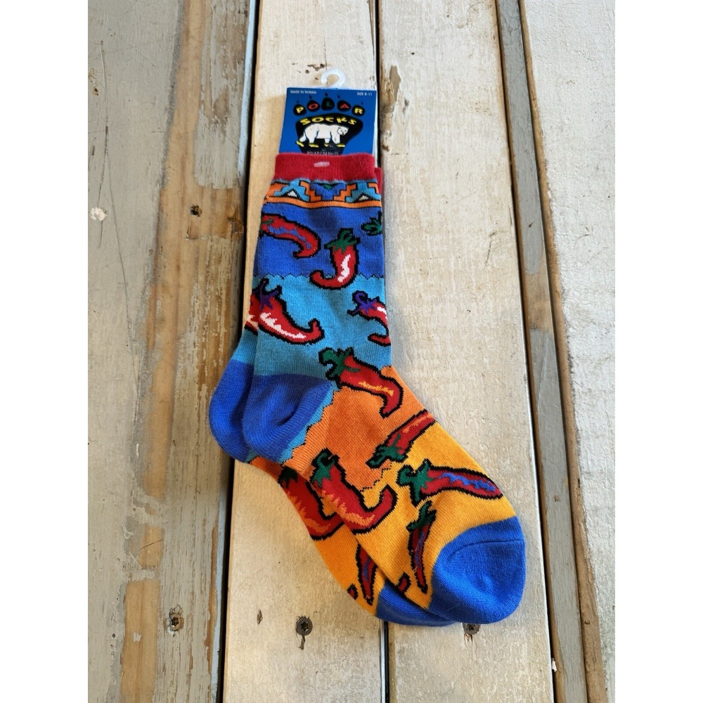NWT Vintage Polar Socks By Polar Graphics Size 8-11‎ Chili Pepper Design READ